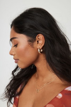 Garage 3 Pack Textured Hoop Women Earrings Gold | A-1298743