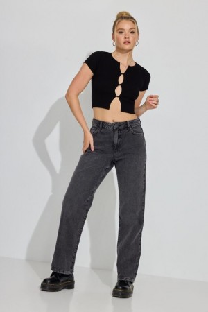 Garage 90s Straight Women Jeans Black | A-4619287