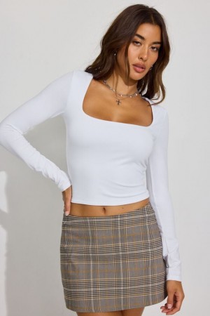 Garage Addison Square Neck Women Long Sleeve White | A-6854137