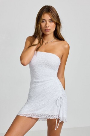 Garage Asymmetric Lace Mini Women Dress White | A-7106382