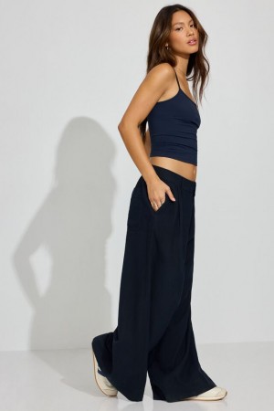 Garage Baggy Linen Women Pants Blue | A-8935126