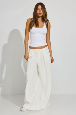 Garage Baggy Linen Women Pants White | A-3209186