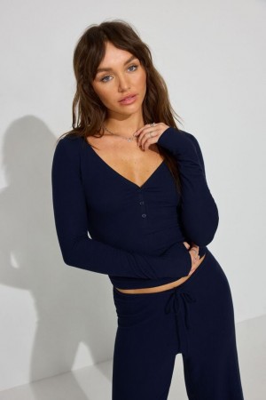 Garage Brushed Women Jersey Blue | A-3658027