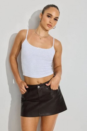 Garage Brynn Faux Leather Micro Women Skorts Brown | A-4561203