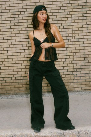 Garage Cameron Low Rise Women Cargo Pants Black | A-8520947