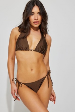 Garage Cheeky Side Tie Women Bikini Bottom Brown | A-7629358