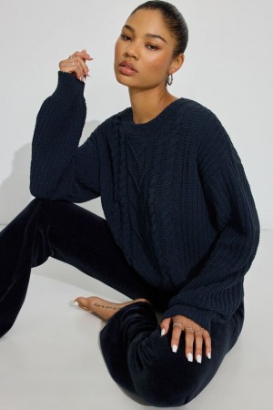 Garage Chenille Oversized Women Sweater Blue | A-6705128