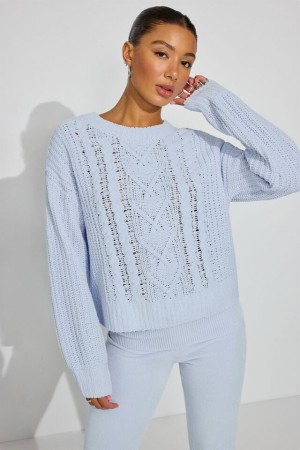 Garage Chenille Oversized Women Sweater Blue | A-5361027