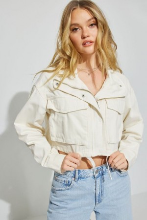 Garage Crop Utility Women Jackets White | A-2843095