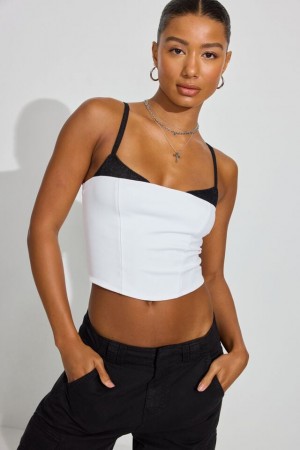 Garage Double Layer Women Tank Top White / Black | A-3189645