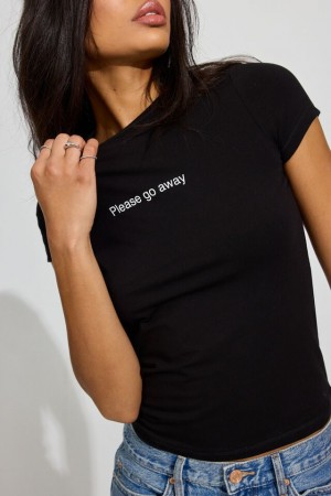 Garage Estelle Longline Women T Shirts Black | A-2896413