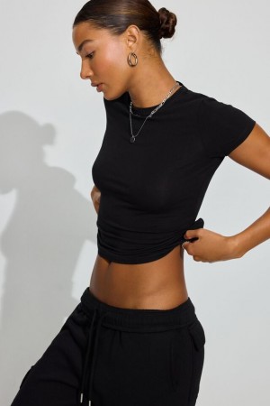 Garage Estelle Longline Women T Shirts Black | A-1926854
