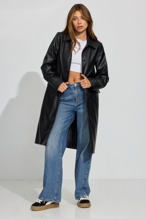 Garage Faux Leather Car Women Coat Black | A-1834976