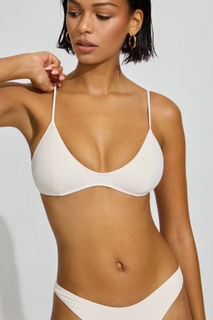 Garage Fixed Triangle Women Bikini Top Light Blue / White | A-4065237