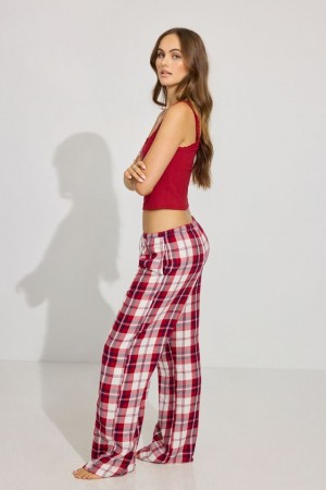 Garage Flannel Women Pants Red | A-9487065
