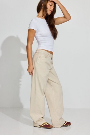 Garage Low Rise Women Pants White | A-4791380