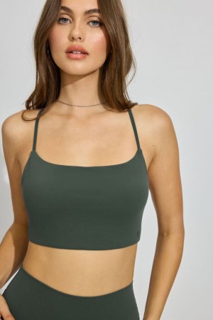 Garage Micro With Strappy Back Women Bra Dark Green | A-4950721