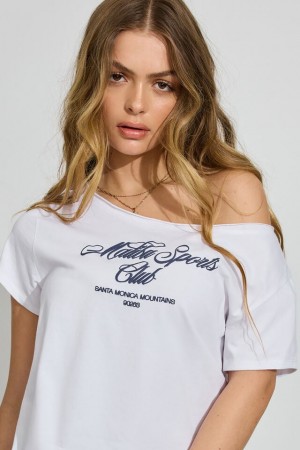Garage Off Shoulder Women T Shirts White | A-9432860