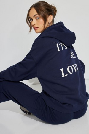 Garage Oversized Zippie Women Hoodie Blue | A-9126805