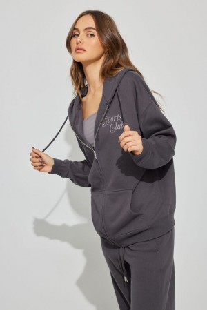 Garage Oversized Zippie Women Hoodie Grey | A-8492073