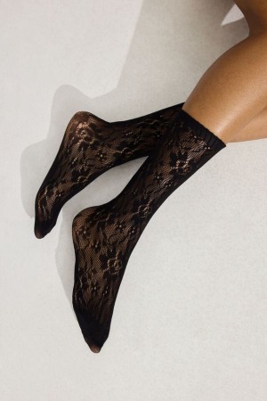 Garage Pack Of 2 Lacy Knee High Women Socks Black / White | A-3762408