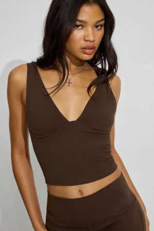Garage Plunge Women Tank Top Brown | A-2031845