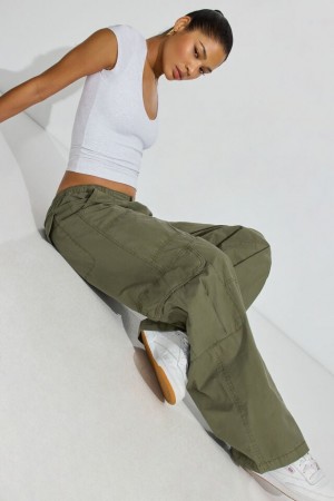 Garage Poplin Extreme Baggy Women Cargo Pants Green | A-9756283