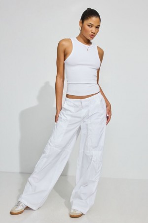 Garage Poplin Extreme Baggy Women Cargo Pants White | A-3745186