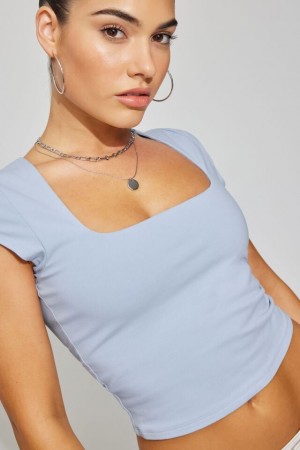 Garage Portia Square Neckline Women T Shirts Blue | A-8690721
