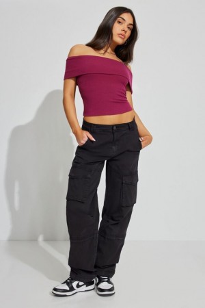 Garage Remi Straight Women Cargo Pants Black | A-4581097