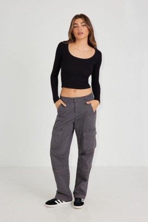 Garage Remi Straight Women Cargo Pants Grey | A-4596872