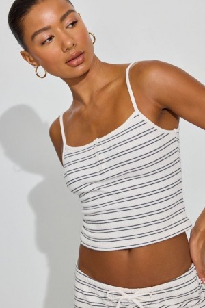 Garage Ribbed Cami Women Tank Top White / Grey | A-2876351
