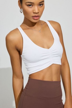Garage Seamless Ruched Women Tank Top White | A-4769582