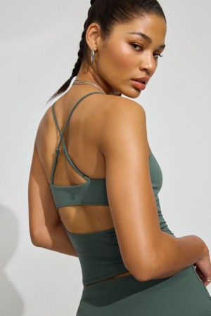 Garage Softactive Open Back Women Tank Top Dark Green | A-2014863