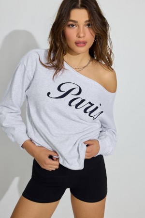 Garage Softterry Off Shoulder Women Sweatshirts Grey | A-6058321