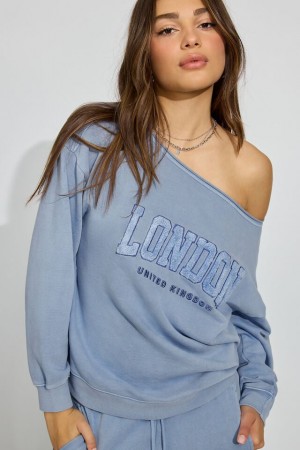 Garage Softterry Off Shoulder Women Sweatshirts Blue | A-4067218