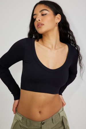 Garage Sonia Seamless Women Long Sleeve Black | A-7046152
