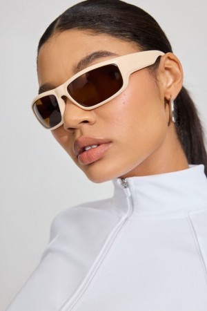 Garage Sporty Wrap Women Sunglasses Beige / Brown | A-3091682