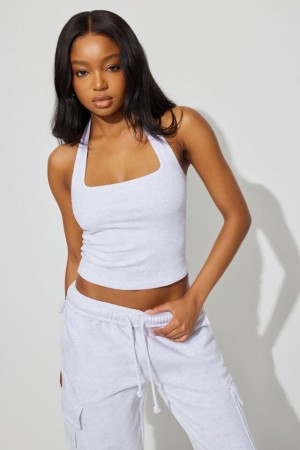 Garage Square Neck Halter Women Tank Top Grey | A-8134527