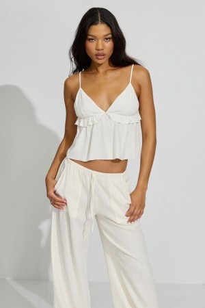 Garage Strappy Peplum Cami Women Tank Top White | A-9407623