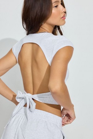 Garage Tie Back Women T Shirts Grey | A-4318605