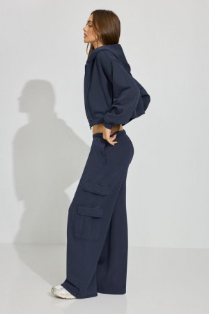 Garage Ultrafleece Baggy Cargo Women Sweatpants Blue | A-5731804