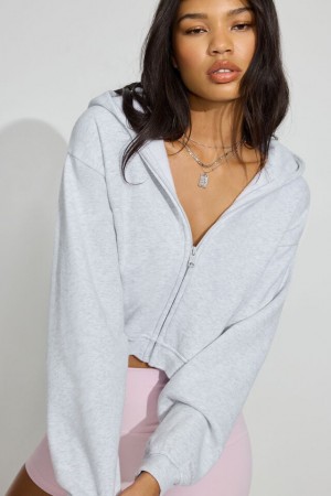Garage Ultrafleece Boxy Full Zip Women Hoodie Grey | A-9253740
