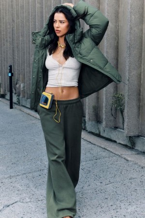 Garage Ultrafleece Mega Wide Leg Women Sweatpants Dark Green | A-2587340