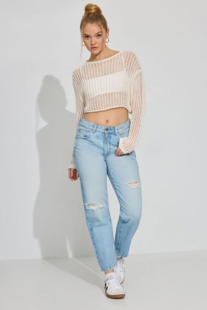 Garage Vintage Straight Women Jeans Blue | A-9537481